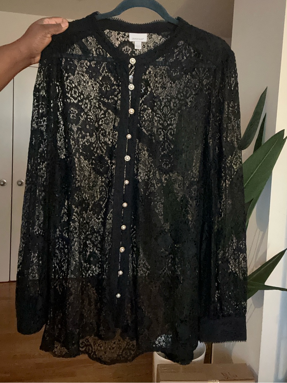 Plus Size Black Lace Shirt, Victorian, Size 22/24, Avenue